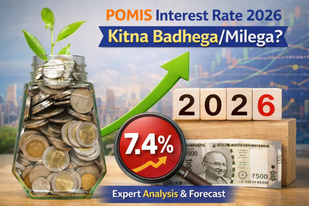 POMIS scheme 2026 interest return illustration with savings jar and growth arrow